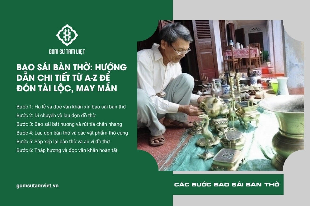 các bước bao sái bàn thờ