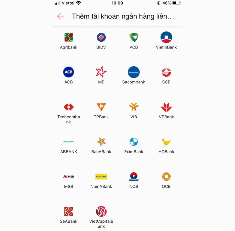Các ngân hàng được liên kết với ví Shopee Pay