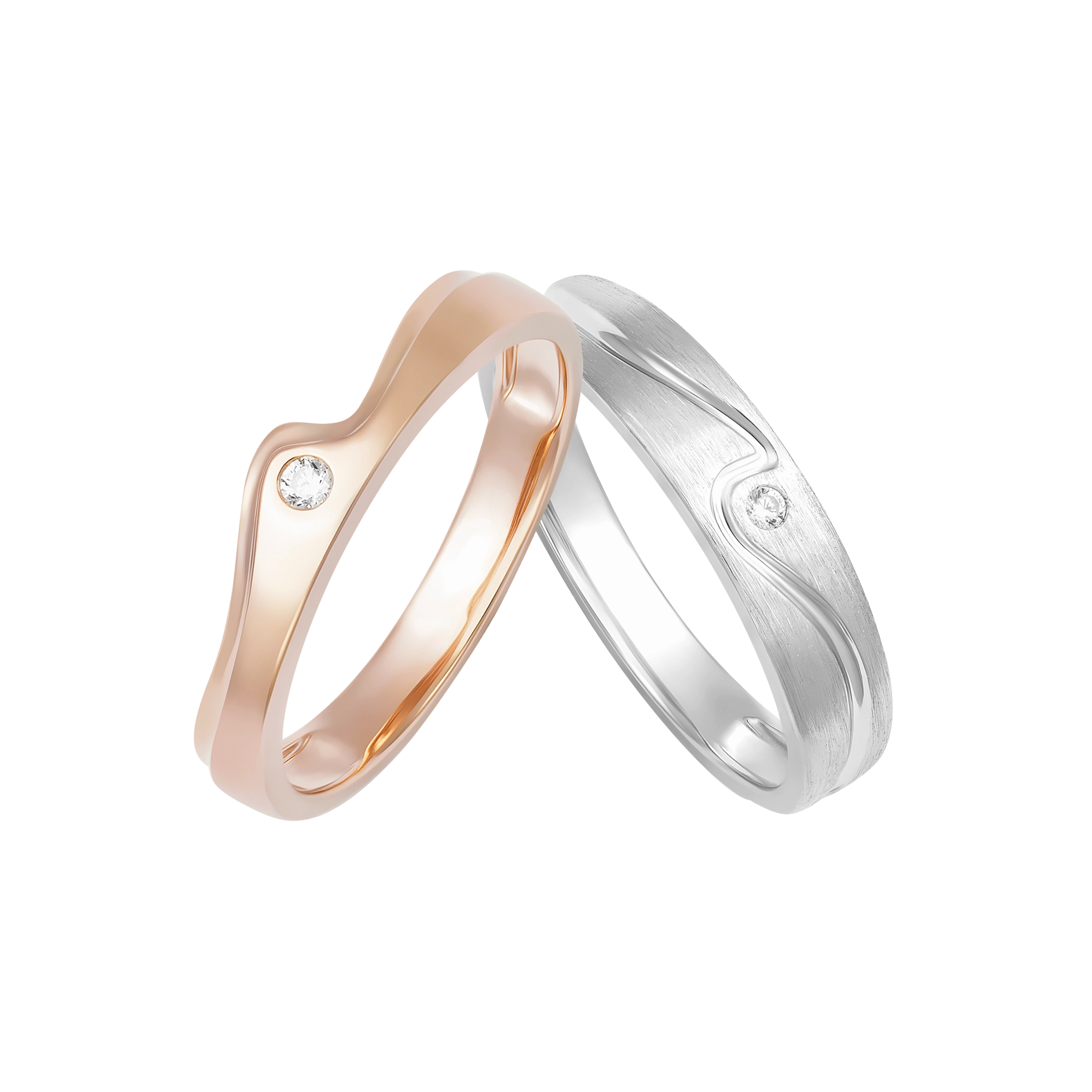 Cặp nhẫn cưới vàng 18K tinh xảo