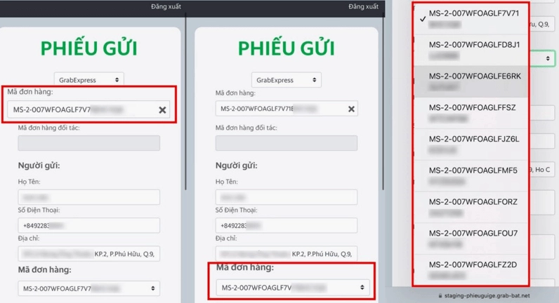 Chuyển đổi các đơn hàng, kiểm tra thông tin người nhận, người gửi