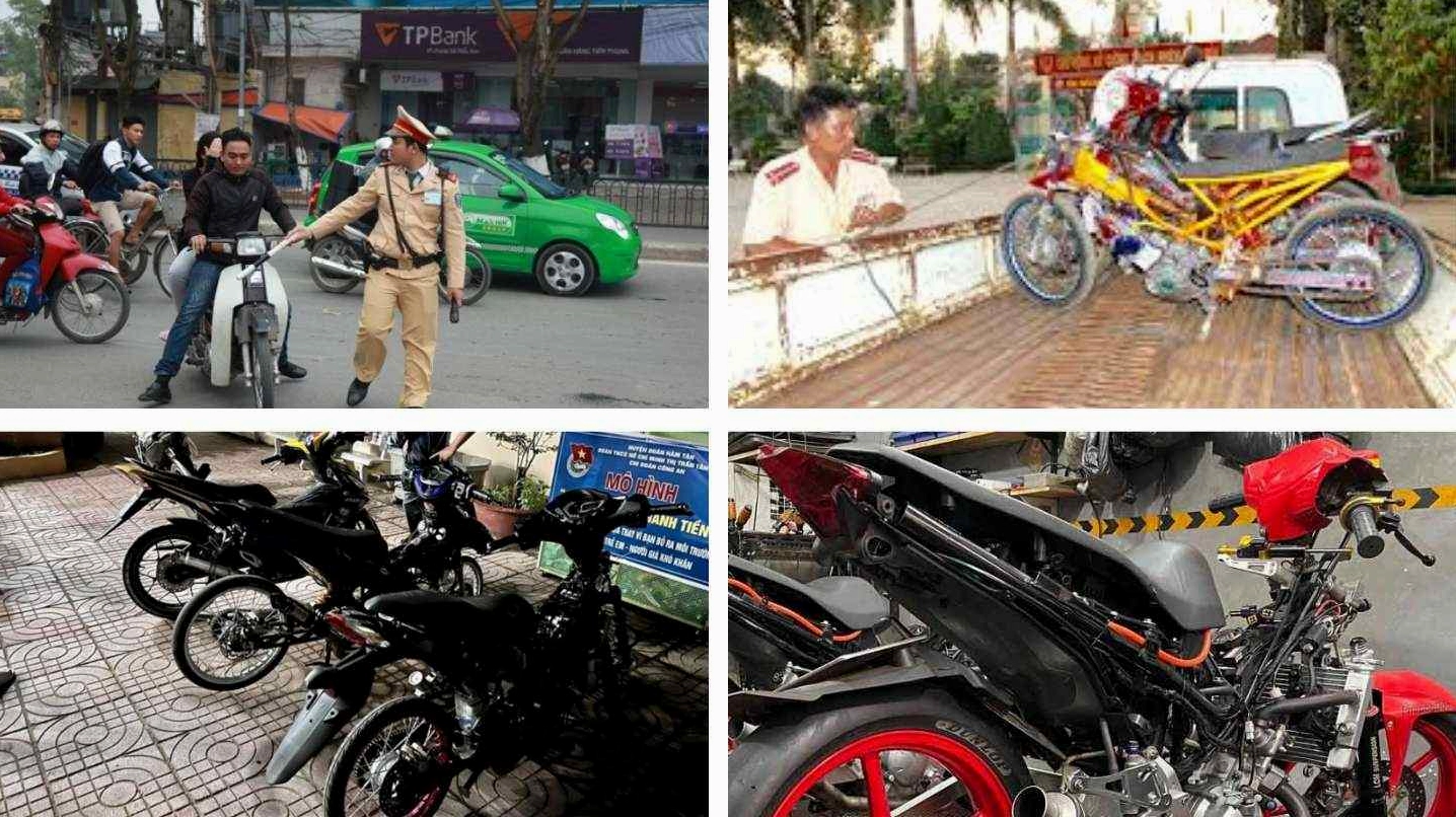 Lỗi tự ý thay đổi kết cấu xe máy không chỉ ảnh hưởng đến an toàn giao thông mà còn vi phạm quy định pháp luật. Đồ họa: Minh Thương
