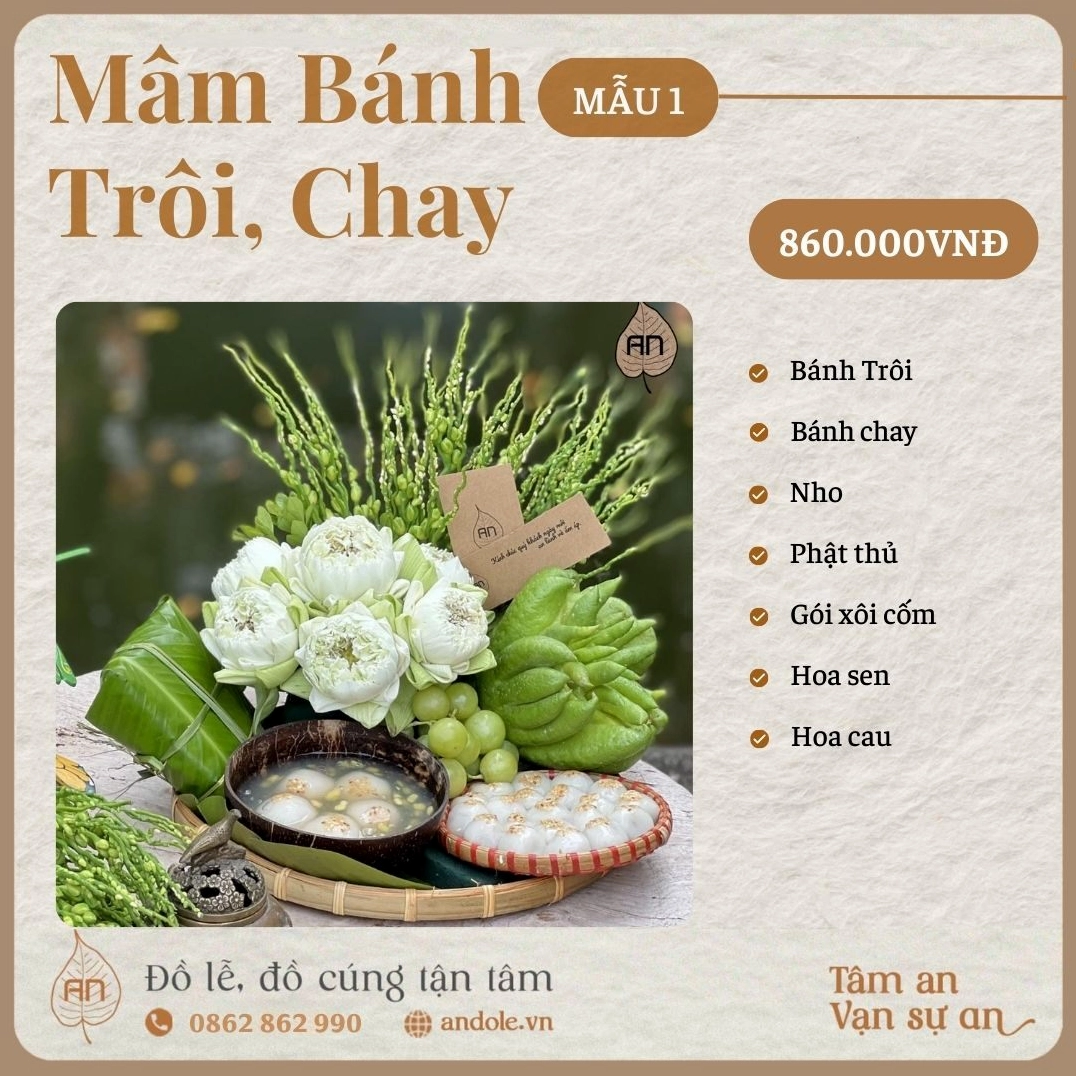 Mâm Bánh Trôi Chay thanh tịnh dâng lên bề trên