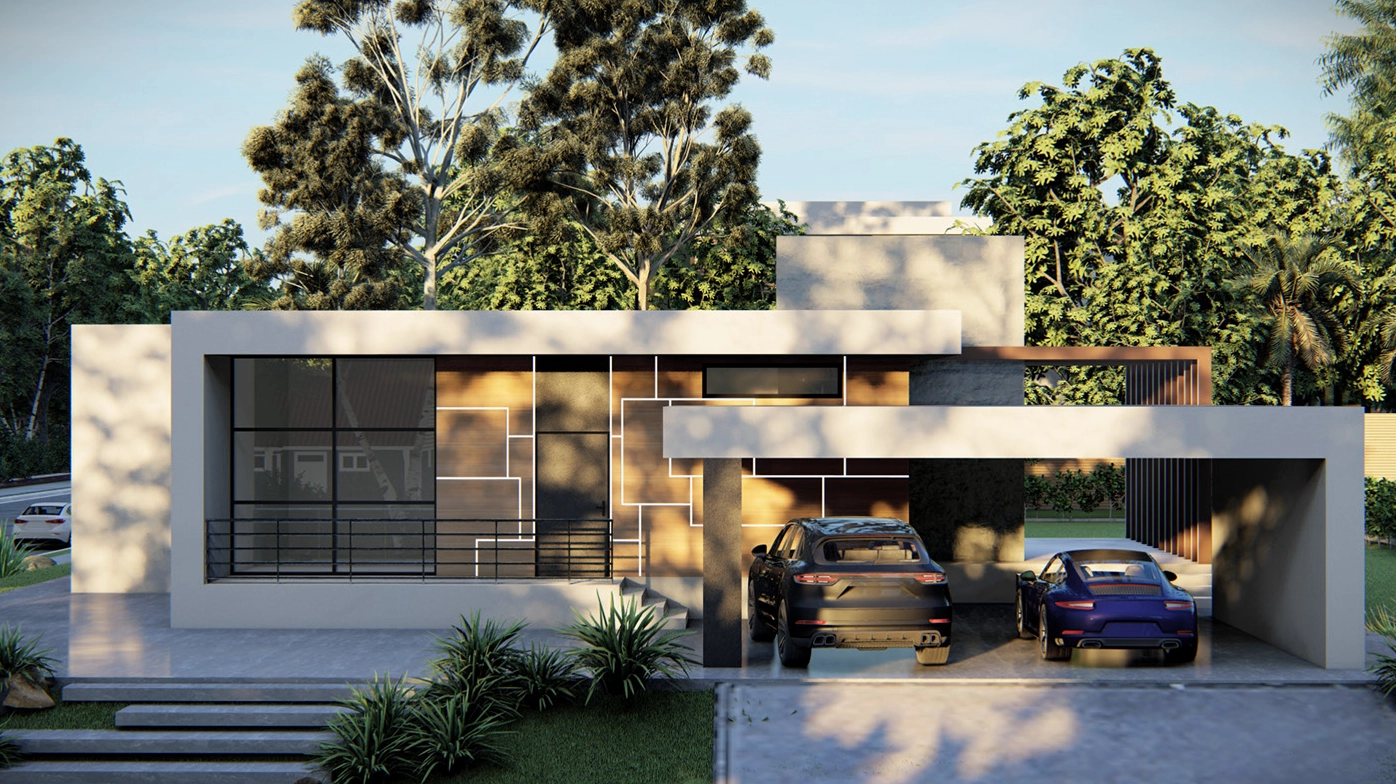 Mặt tiền nhà cấp 4 đẹp hiện đại tích hợp gara ô tô tiện nghi