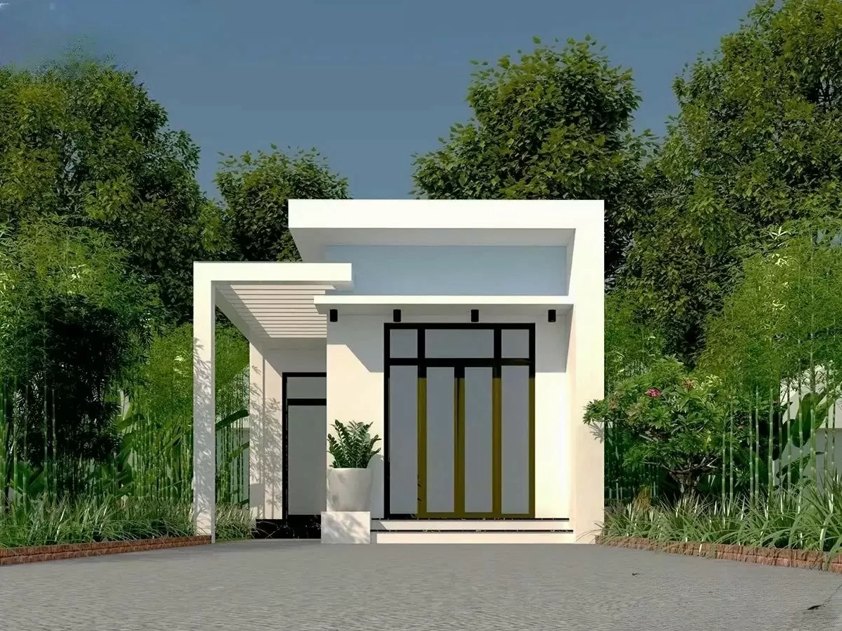 Mẫu nhà cấp 4 mái bằng với phong cách thiết kế hiện đại