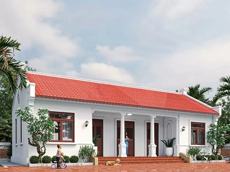 Mẫu nhà cấp 4 mái ngói phổ biến ở nông thôn Việt Nam