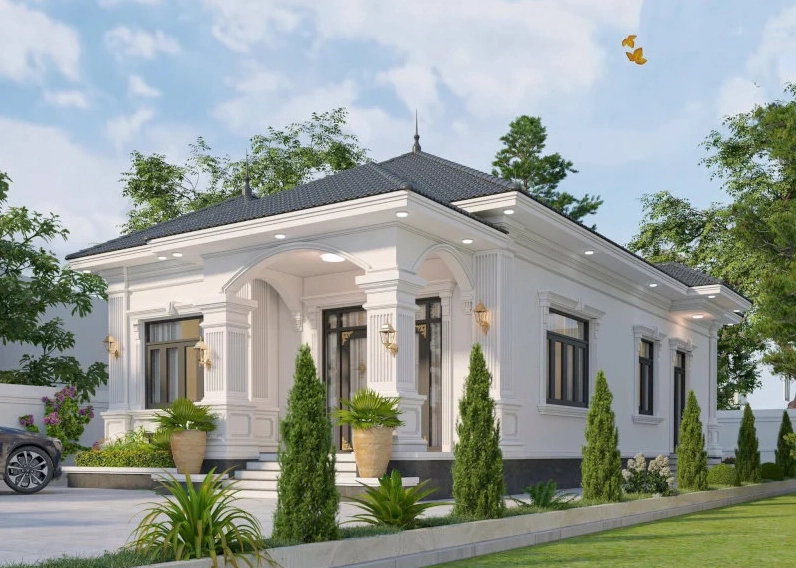 Mẫu nhà cấp 4 mái Nhật tân cổ điển sang trọng