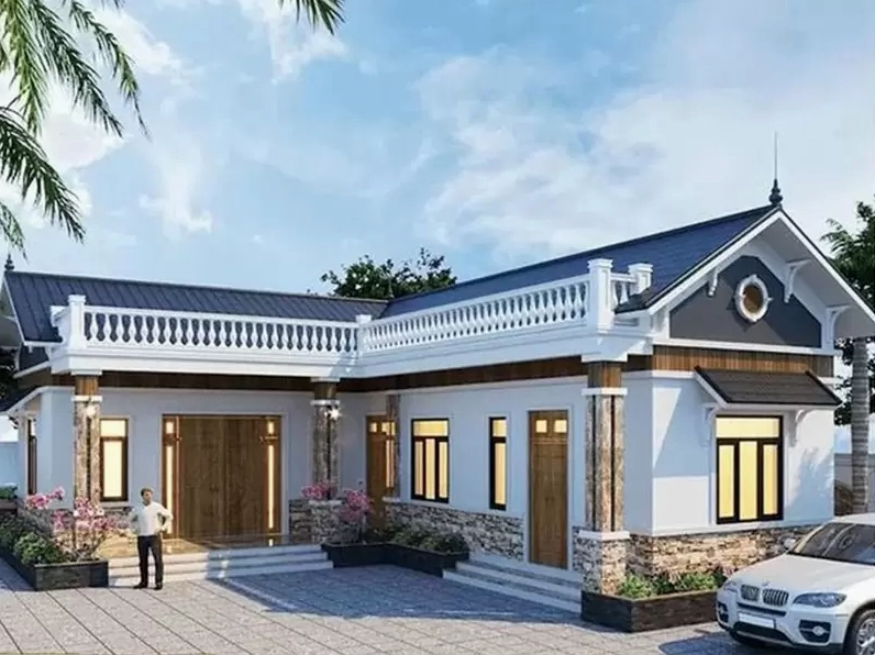 Mẫu nhà cấpL giúp tối ưu diện tích đất và tạo không gian sân trong