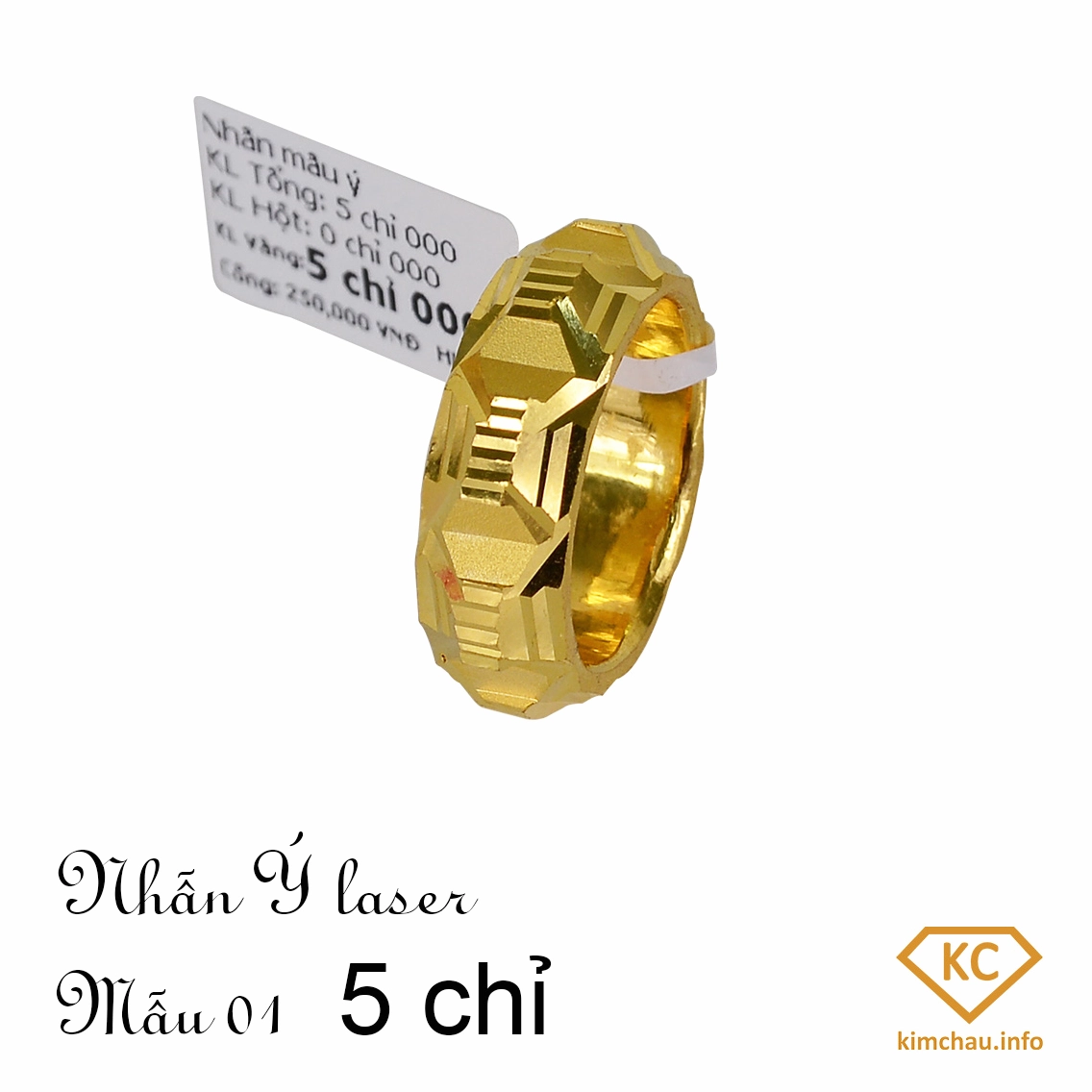 Nhẫn ý laser 5 chỉ mẫu 01