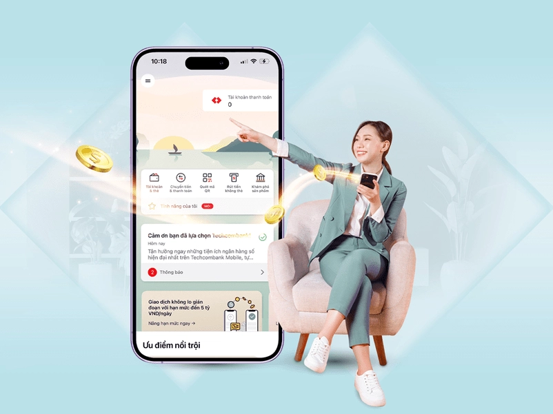 Tận hưởng nhiều tính năng hữu ích, tiện lợi ngay trên Techcombank Mobile.