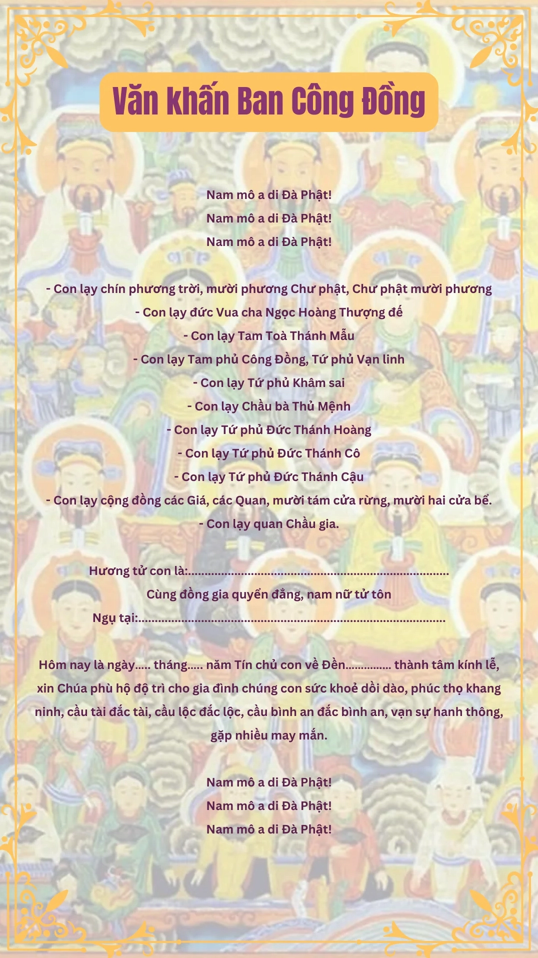 Văn khấn Ban Công Đồng